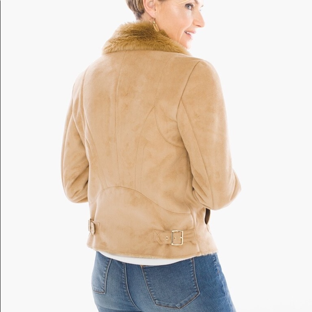 Chico’s faux shearling snap button coat - Picture 3 of 8